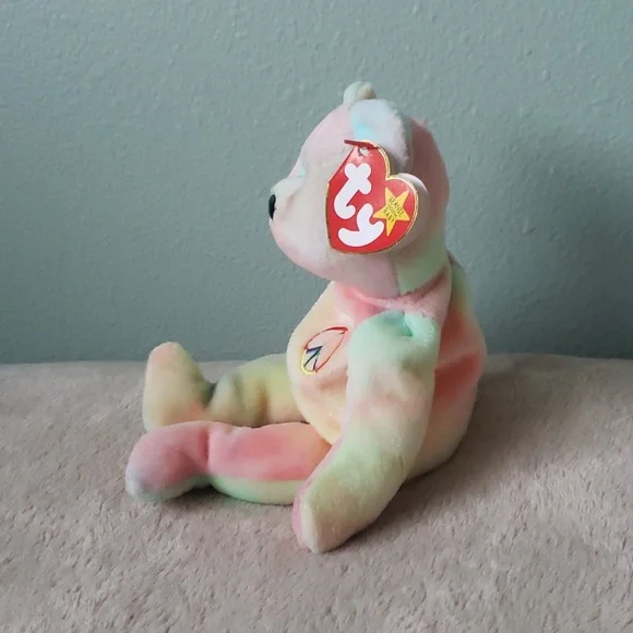 Peace ✌Tiedye Bear Ty Beanie Baby 🐻 Gift, Kids Toy, Rare Collectible, NWT - Picture 3 of 11